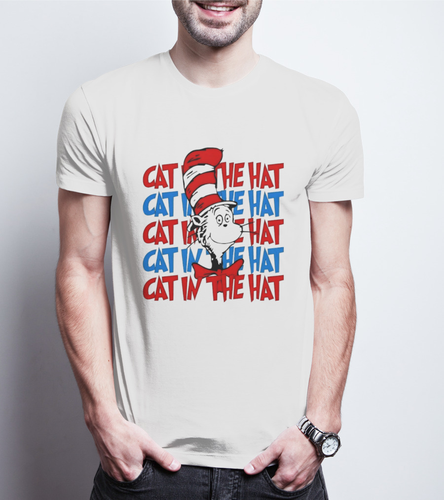 Cat In The Hat Dr. Seuss Red And Blue T-Shirt