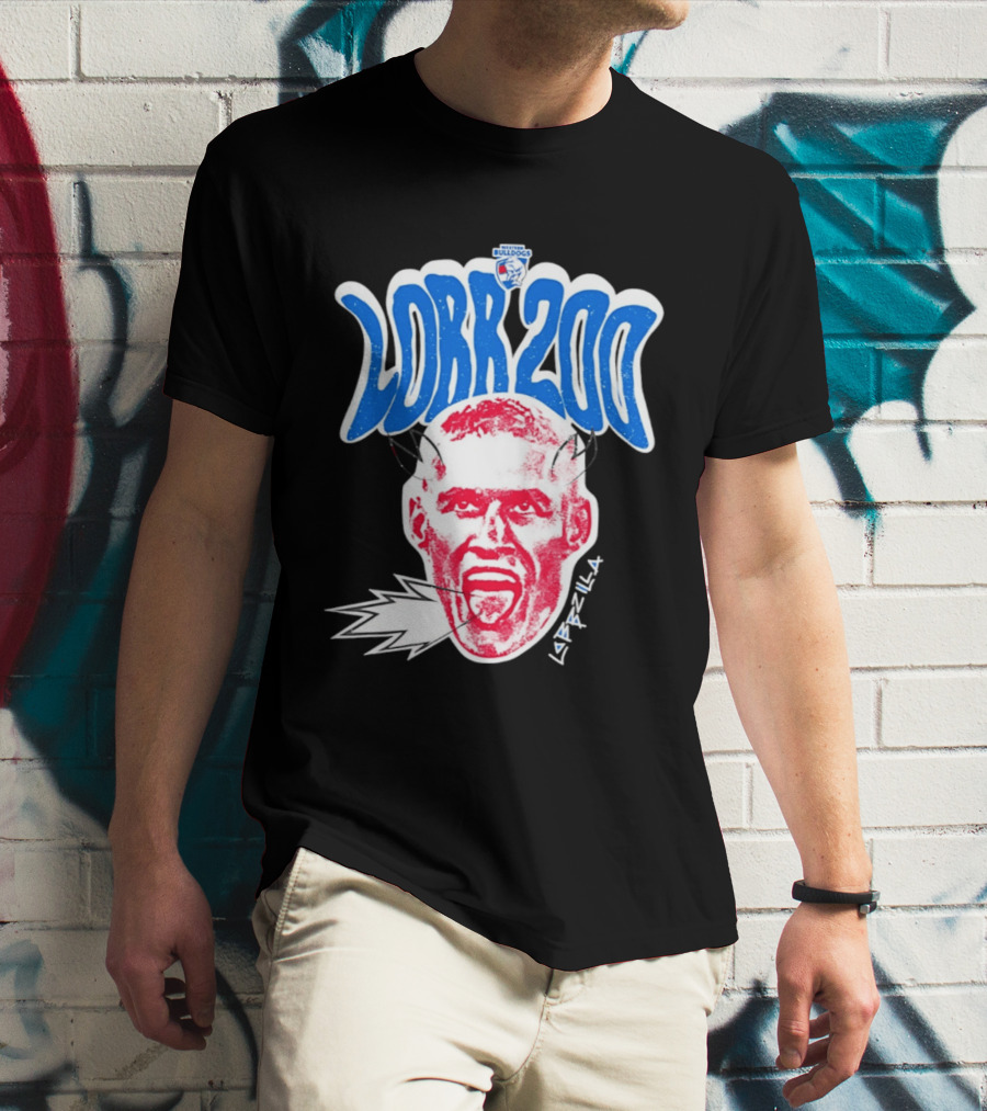 Western Bulldogs Lobb 200 Games Lobbzilla Big Head T-Shirt