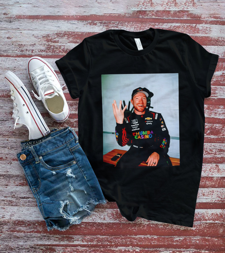 Tyler Reddick Three Peat Chumba Casino Racing Suit And Cigar Celebration T-Shirt
