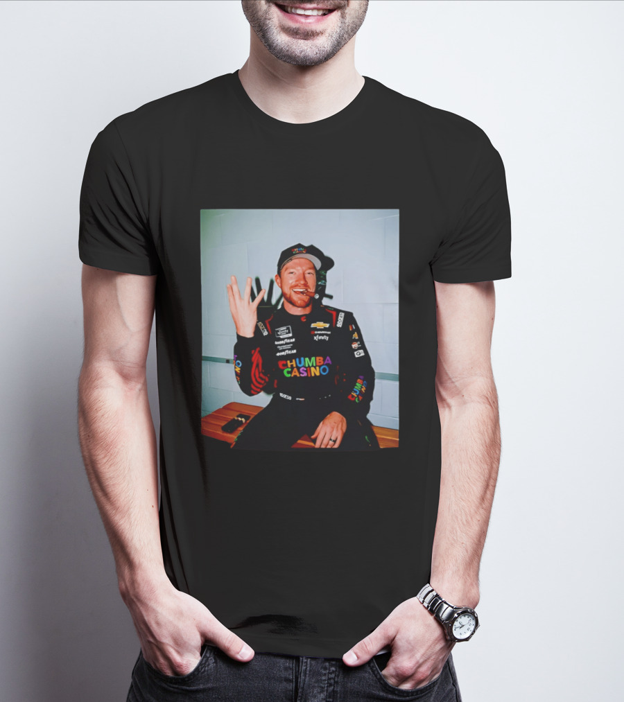 Tyler Reddick Three Peat Chumba Casino Racing Suit And Cigar Celebration T-Shirt