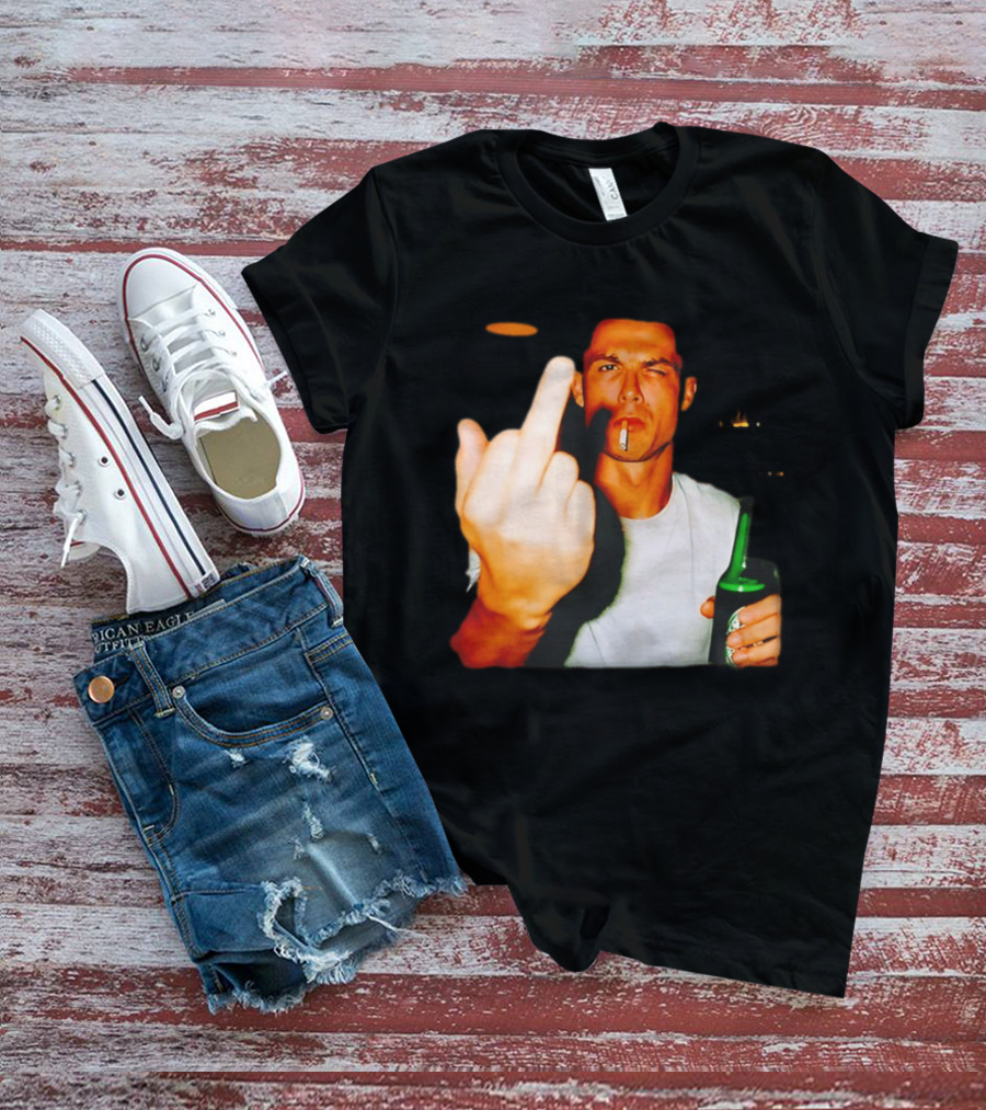 Cristiano Ronaldo Middle Finger Smoking Drinking After Hours T-Shirt