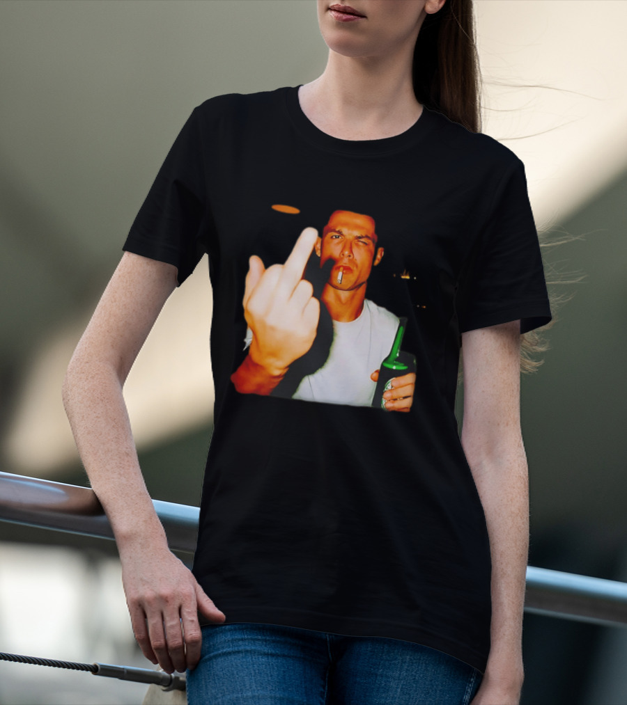 Cristiano Ronaldo Middle Finger Smoking Drinking After Hours T-Shirt