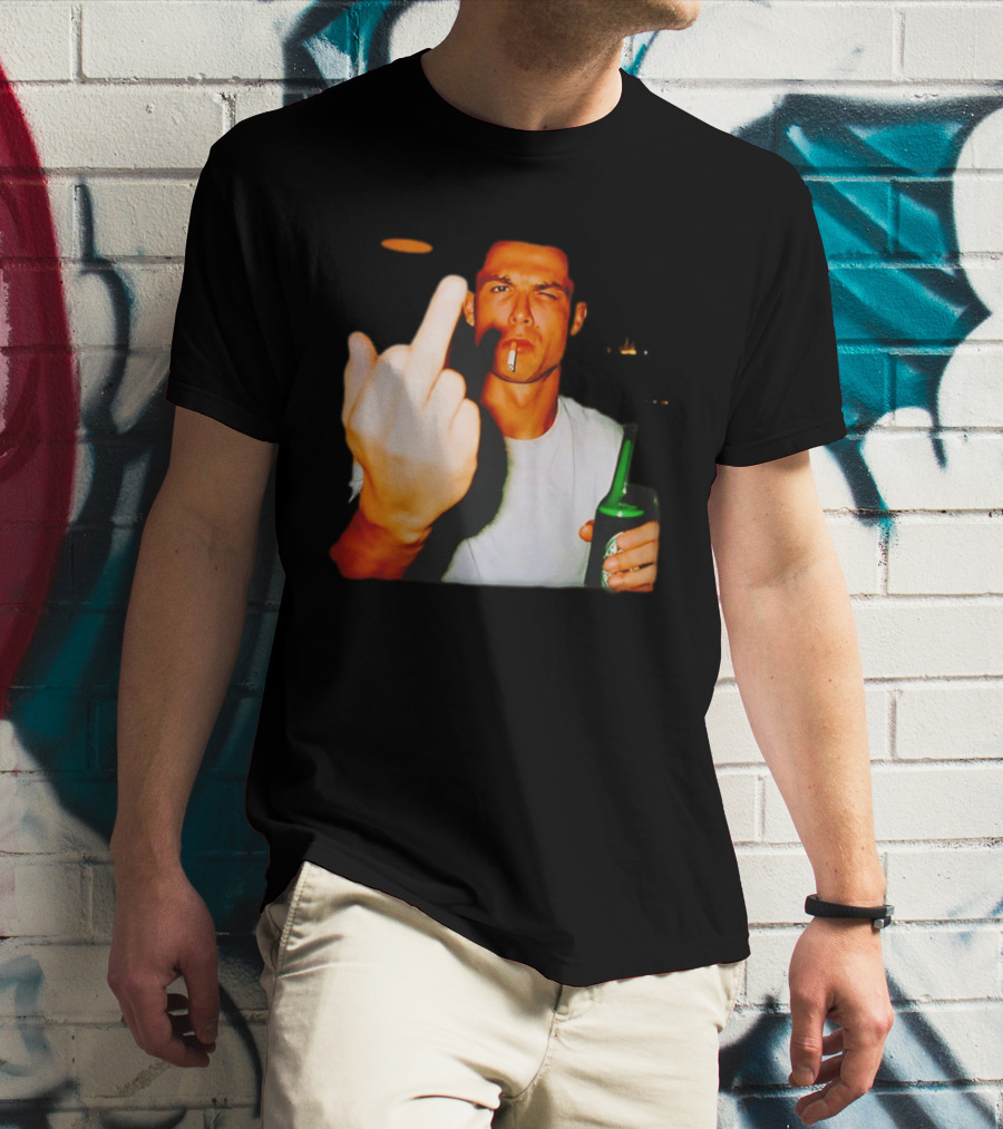 Cristiano Ronaldo Middle Finger Smoking Drinking After Hours T-Shirt