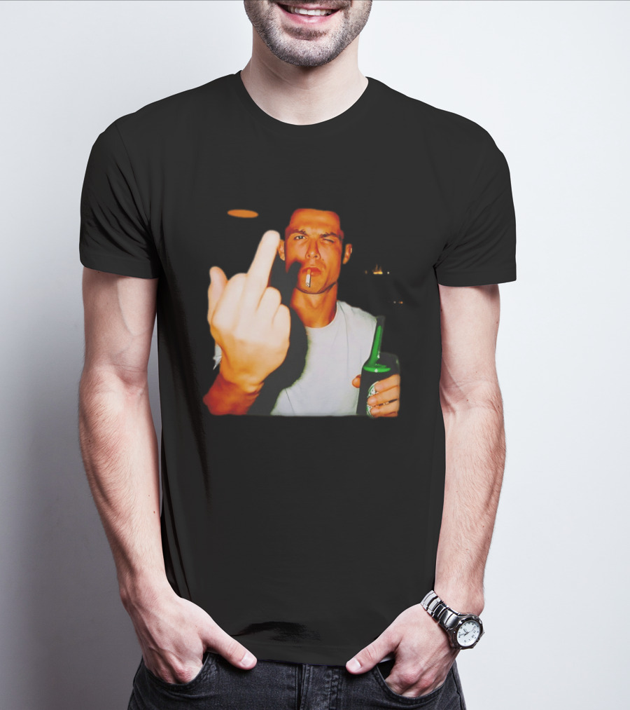 Cristiano Ronaldo Middle Finger Smoking Drinking After Hours T-Shirt