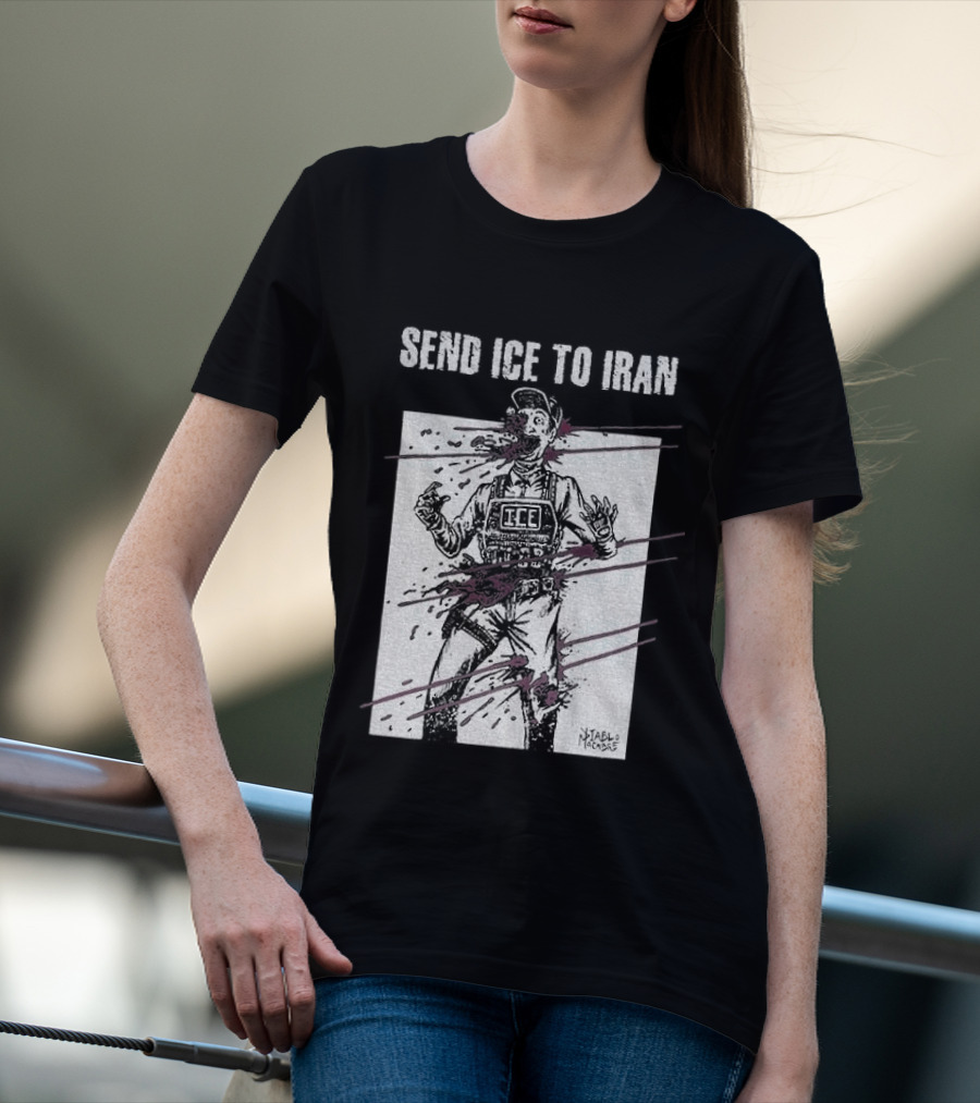 Send Ice To Iran Pink Paint Streaks T-Shirt