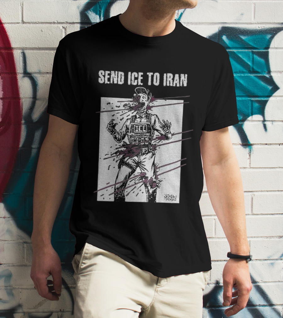 Send Ice To Iran Pink Paint Streaks T-Shirt