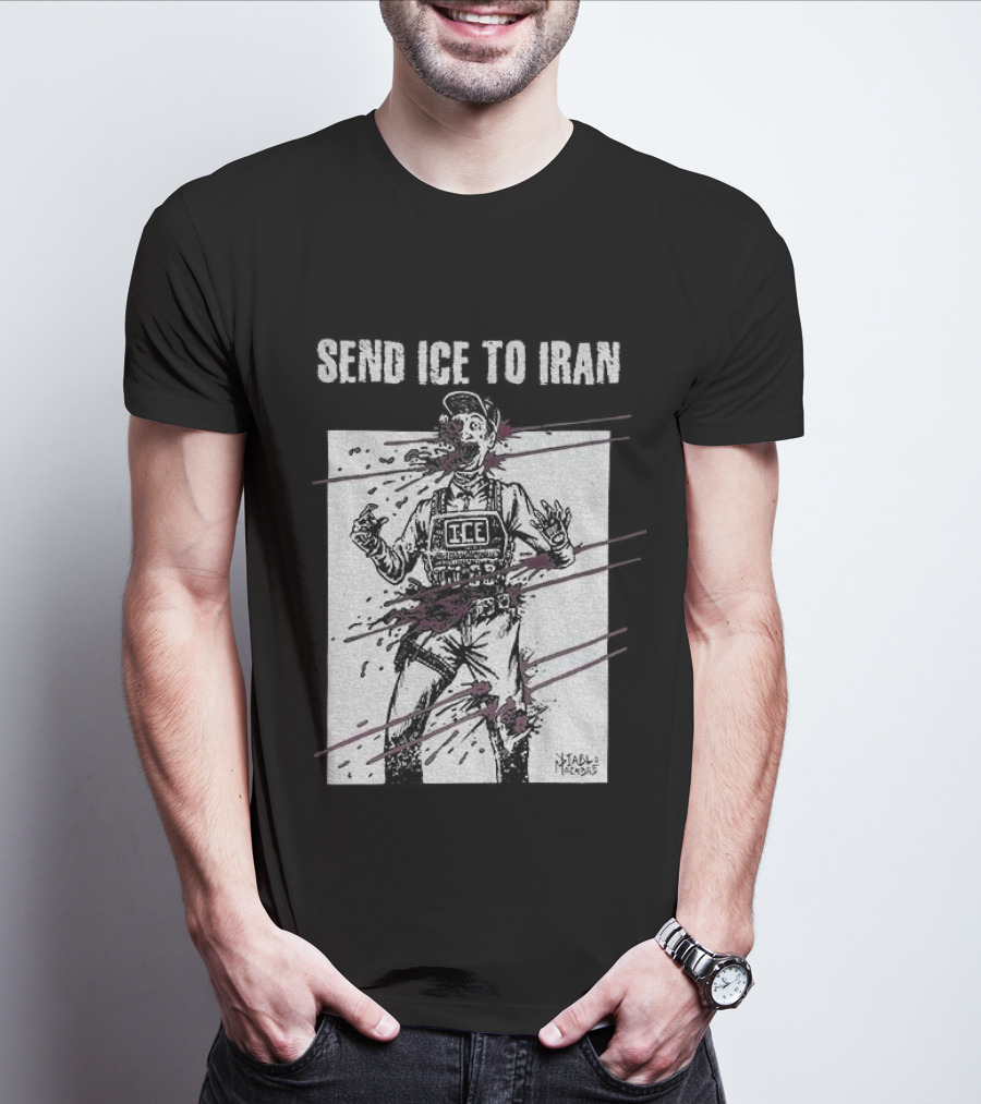 Send Ice To Iran Pink Paint Streaks T-Shirt