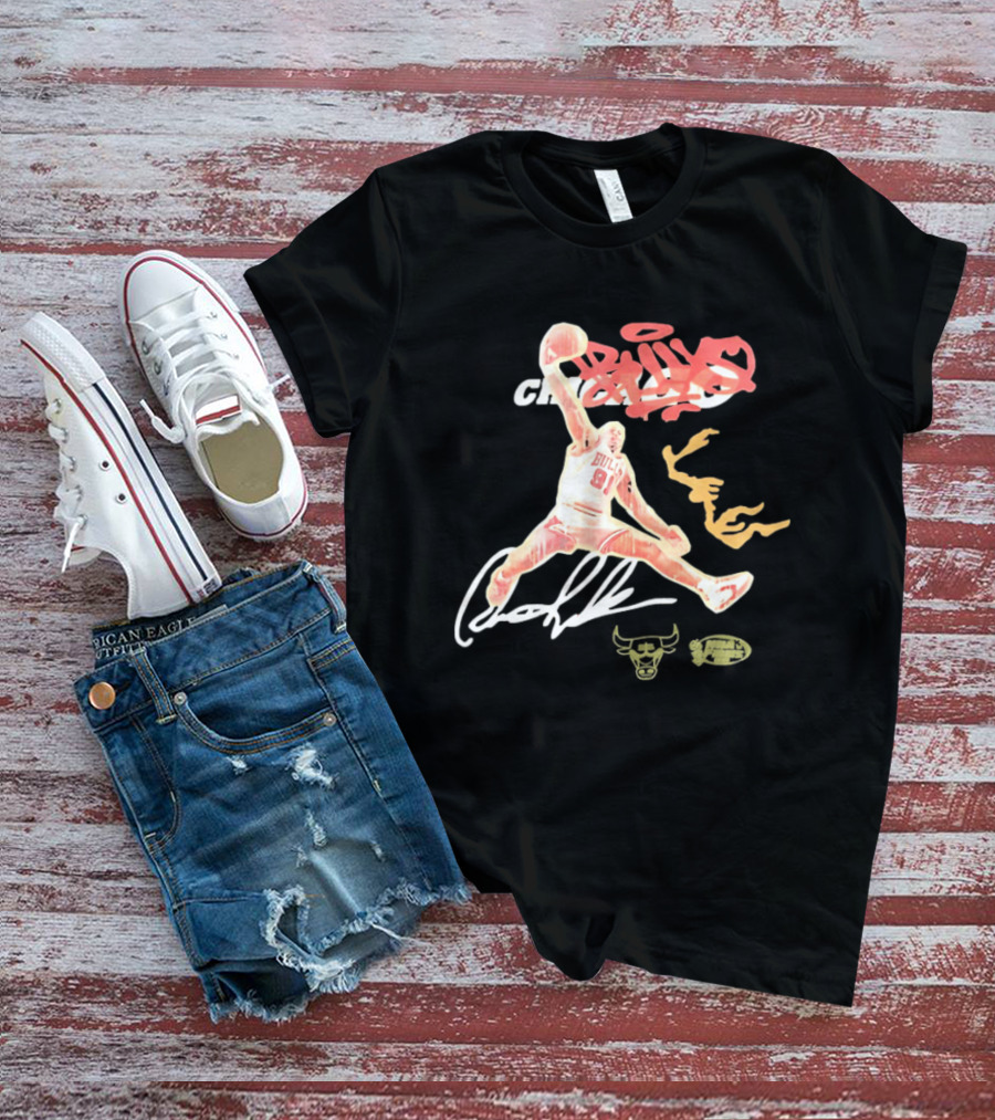 Dennis Rodman Bulls 91 Chicago Basketball Legend Dunk T-Shirt
