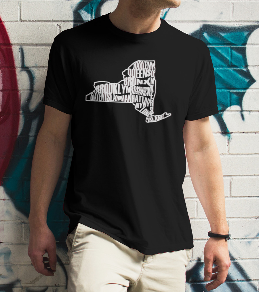 Brooklyn Queens Harlem Bronx Bushwick New York Map T-Shirt