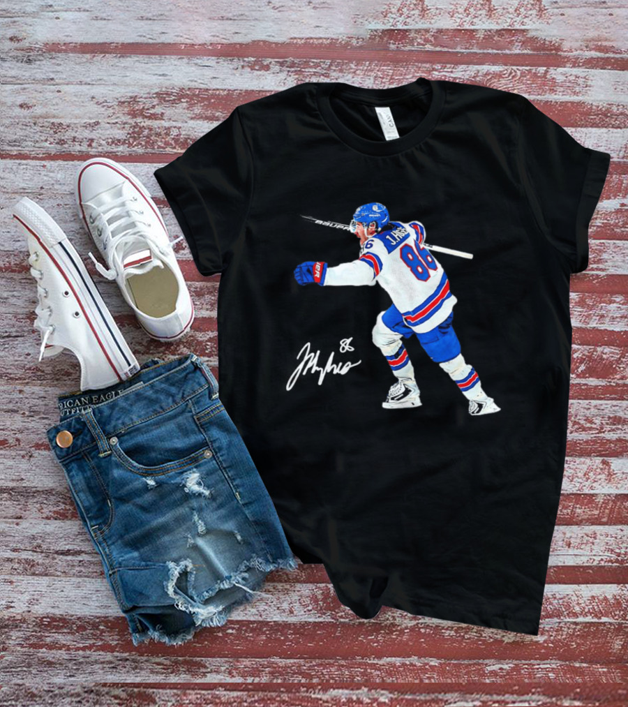 Jack Hughes 86 USA Team Hockey Celebration T-Shirt