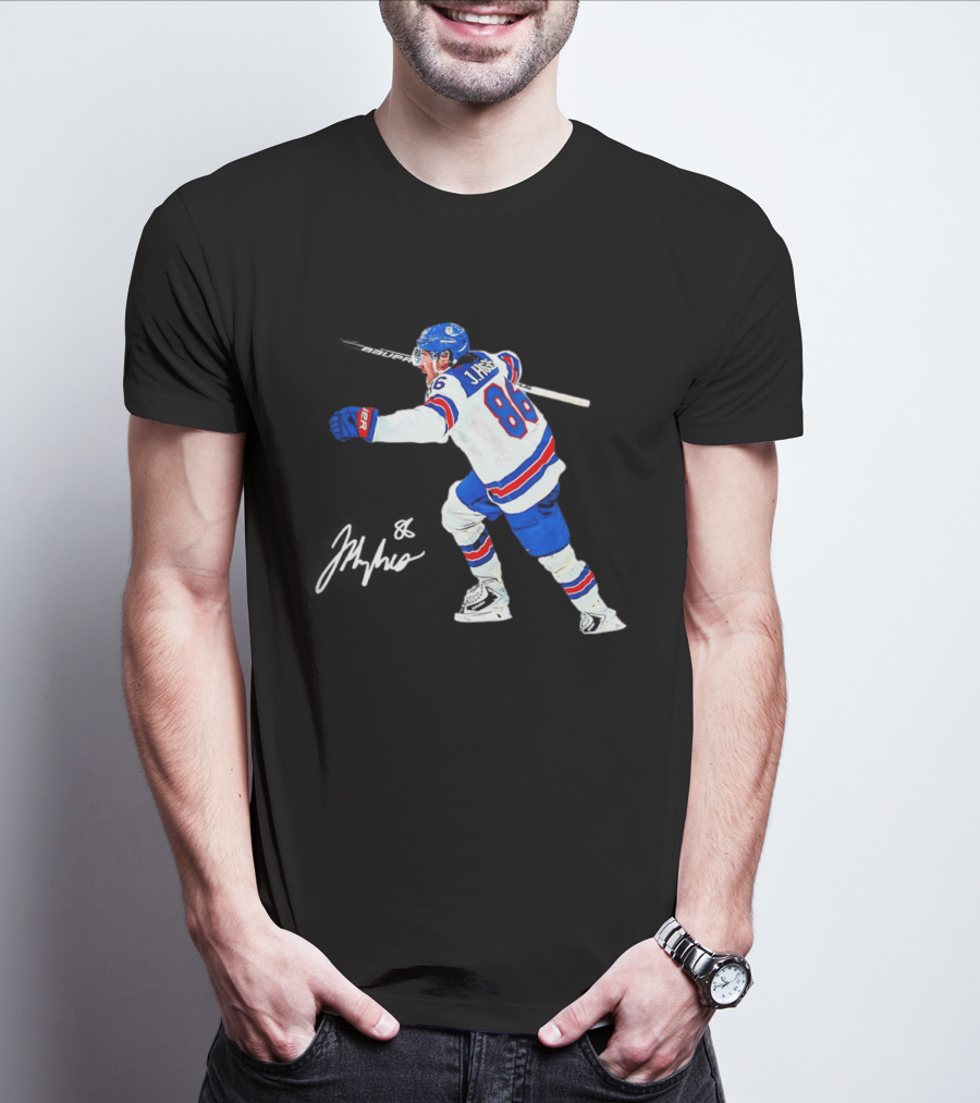 Jack Hughes 86 USA Team Hockey Celebration T-Shirt