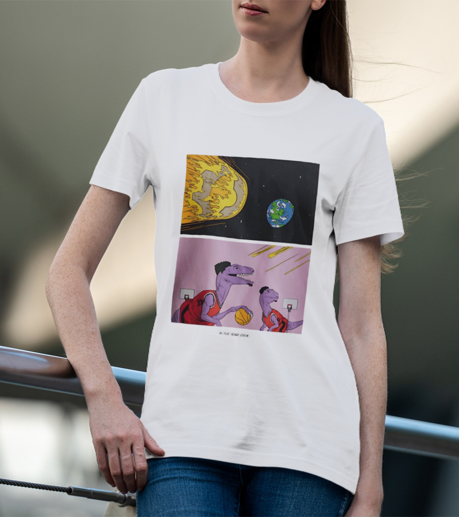 LeBron James Raptors Dinosaurs Meteor Basketball 2018 T-Shirt