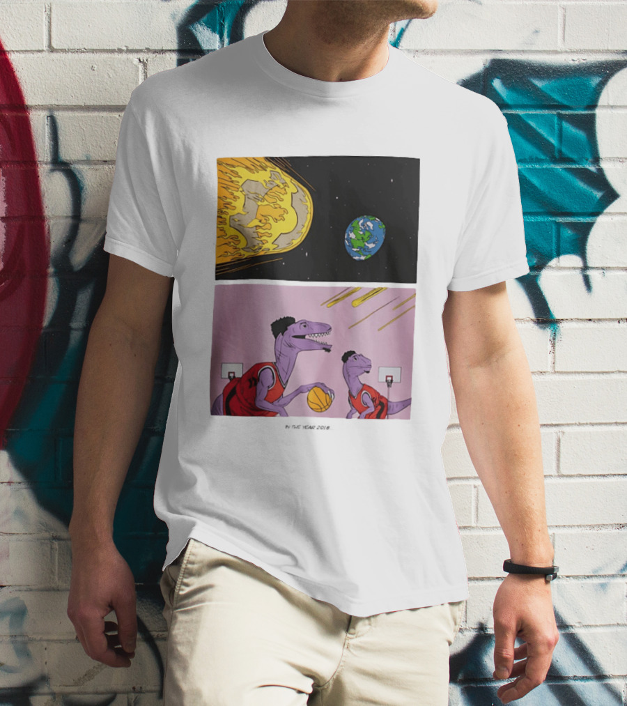LeBron James Raptors Dinosaurs Meteor Basketball 2018 T-Shirt
