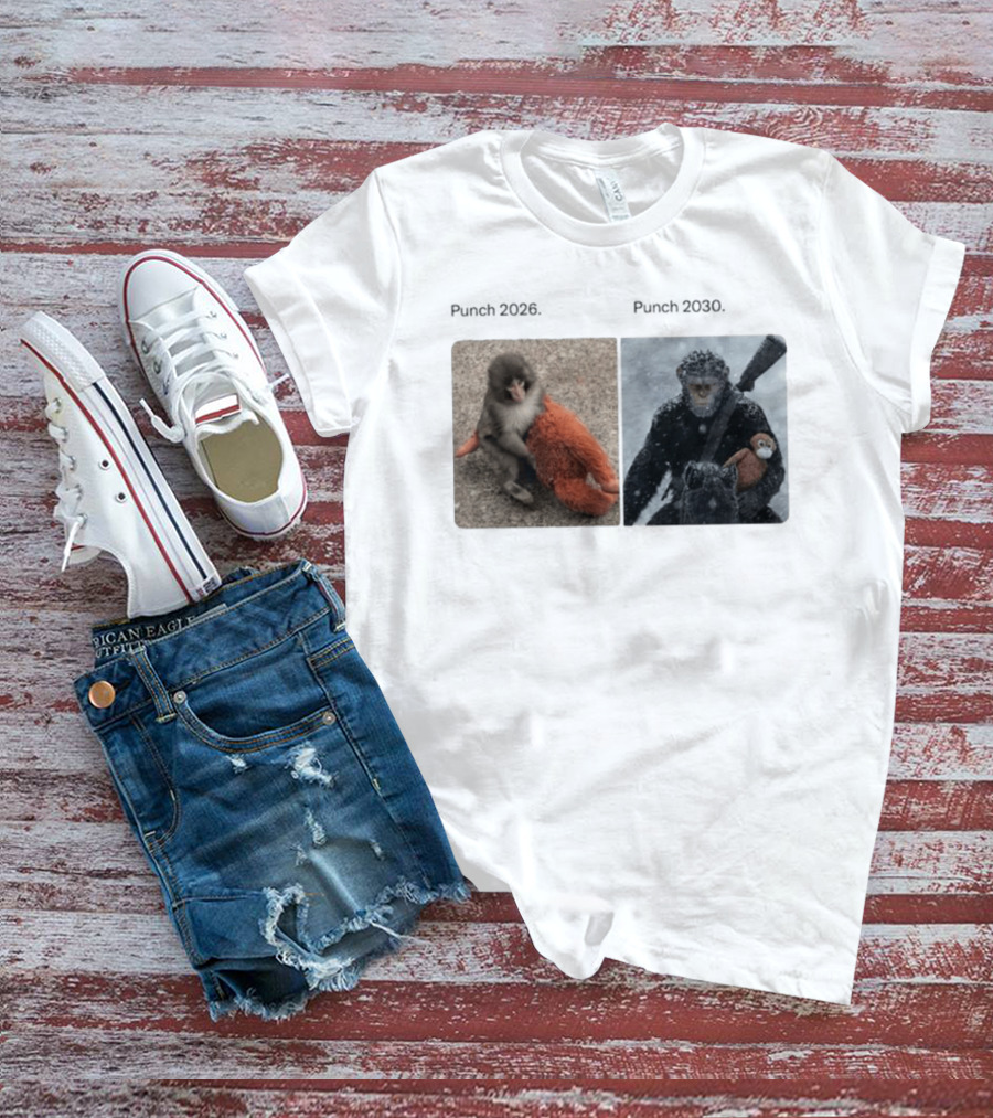 Monkey Punch 2026 X Punch 2030 Snowy Monkey Warrior With Red Toy Baton T-Shirt