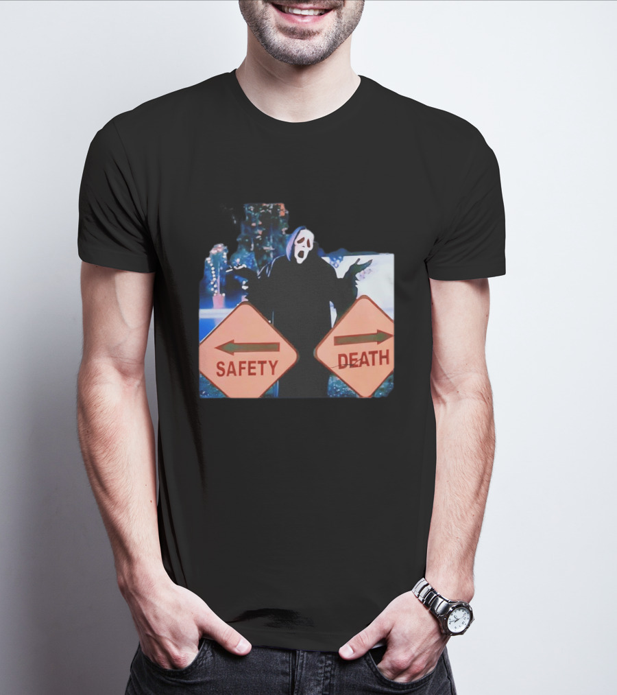 Ghostface Scream Safety Left Death Right Signs T-Shirt