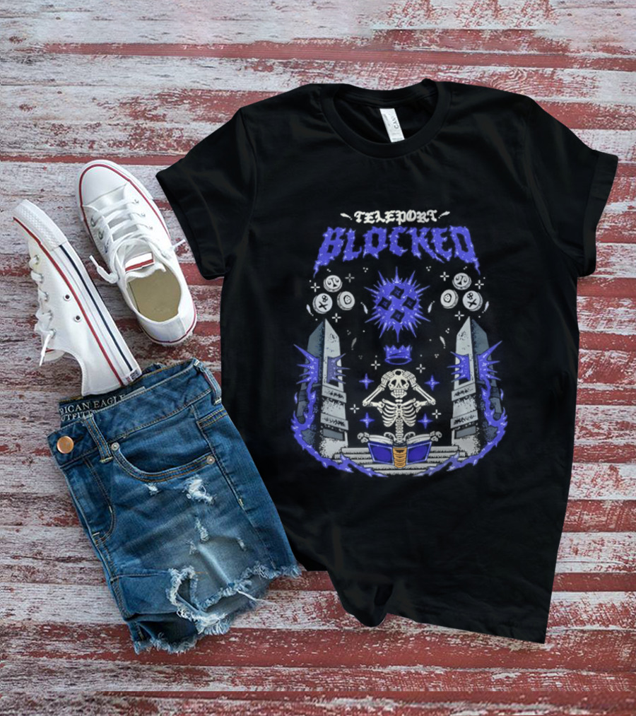 Skeleton Wearing Crown Teleport Blocked OSRS Magic Book Mystical Aura And Power T-Shirt