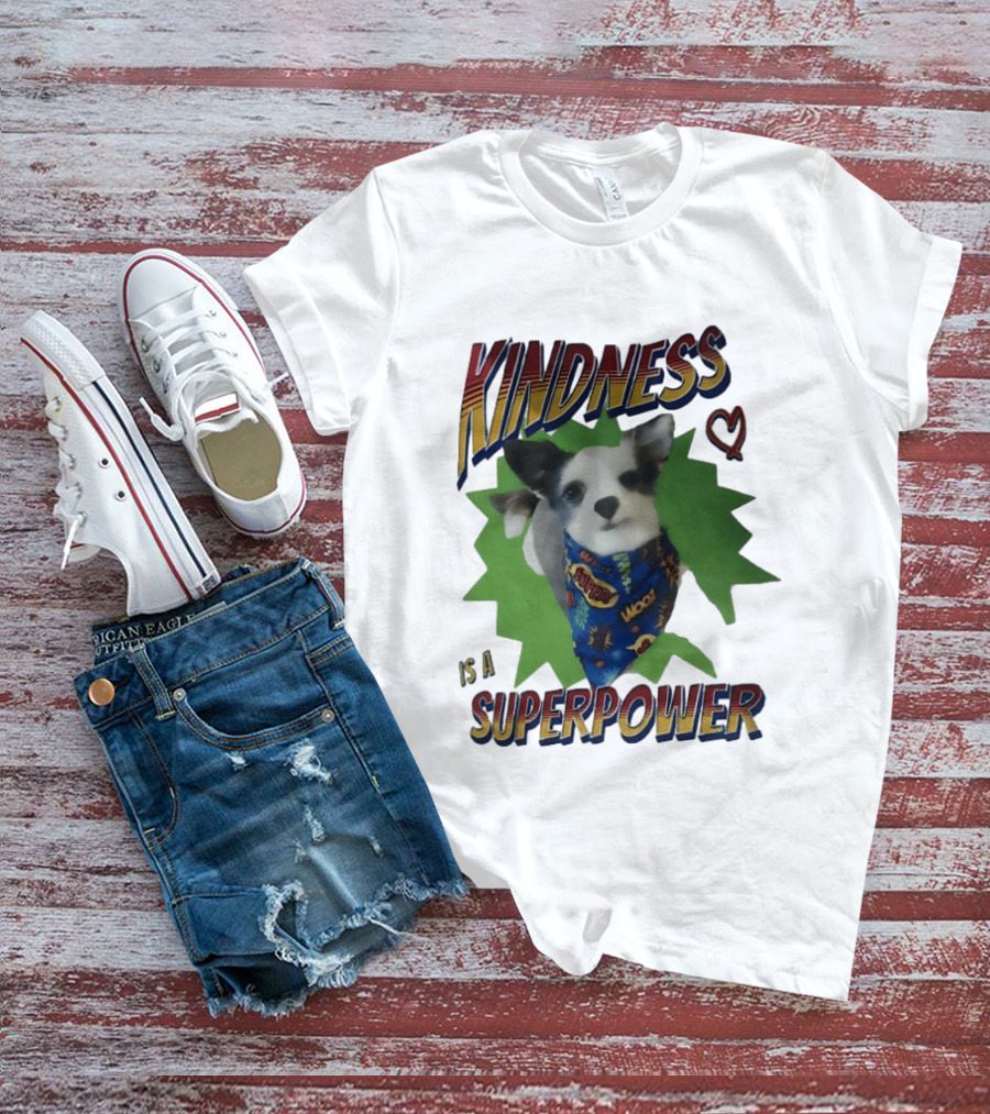 Kindness Is A Superpower Dog With Cape And Heart T-Shirt