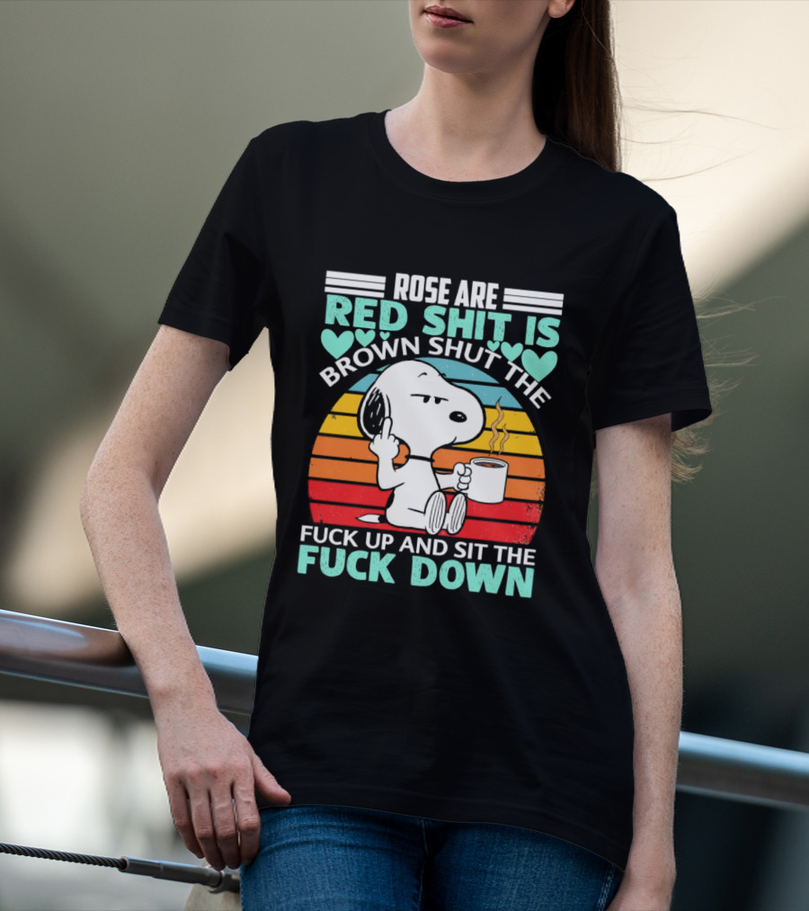 Snoopy Rose Are Red Sit Down T-Shirt