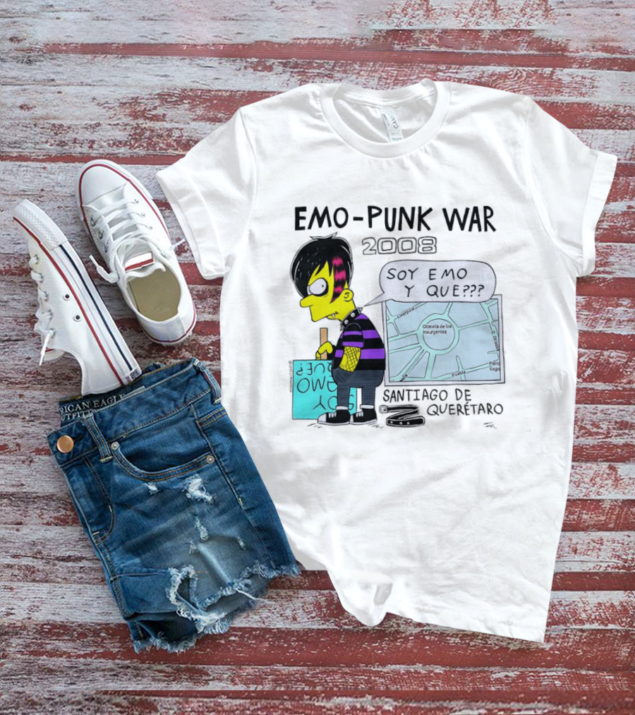 Emo Punk War 2008 Soy Emo Y Que Santiago De Queretaro Map Cartoon T-Shirt