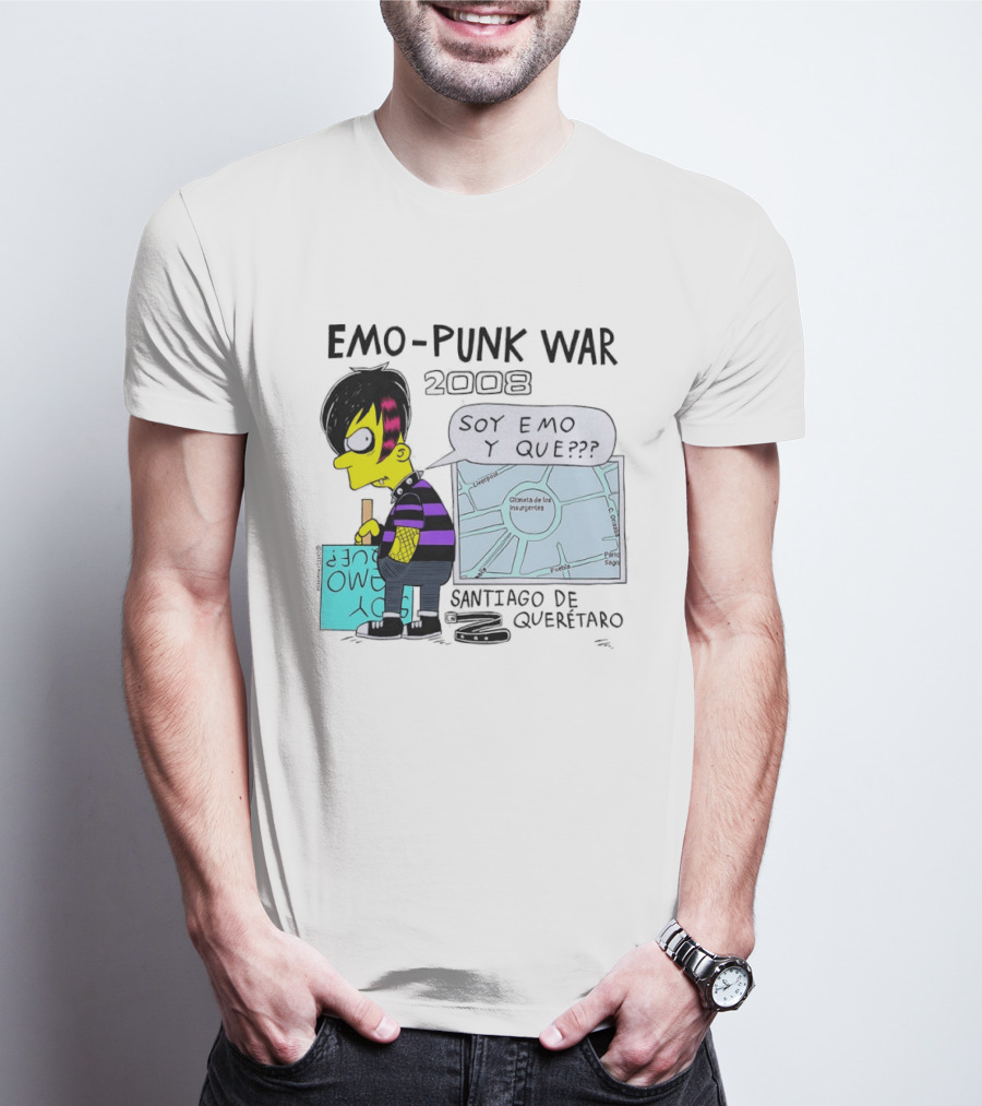 Emo Punk War 2008 Soy Emo Y Que Santiago De Queretaro Map Cartoon T-Shirt