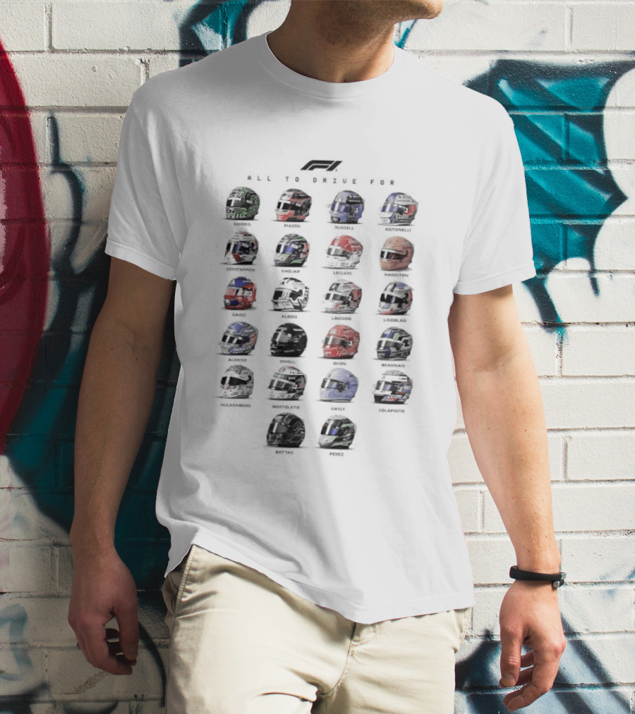 Formula 1 Helmet Collection All To Drive For Racing Enthusiasts T-Shirt