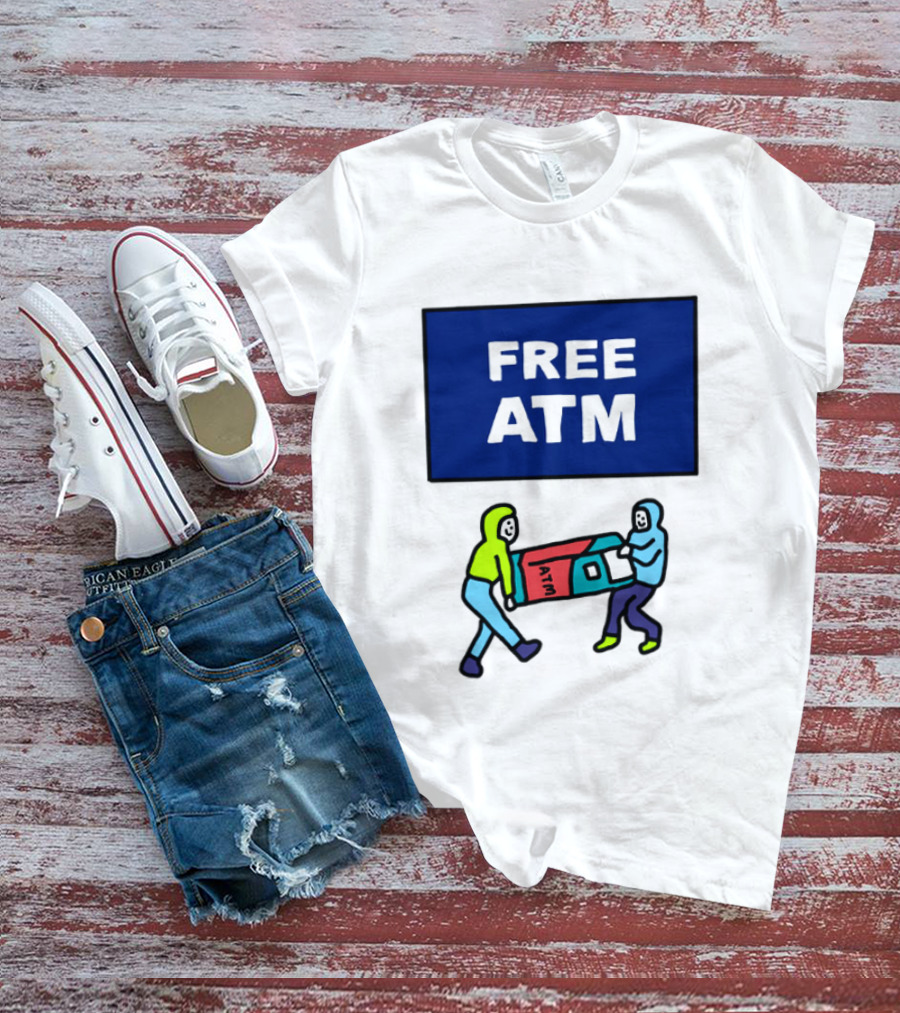 Free ATM Funny Cartoon Drawing T-Shirt