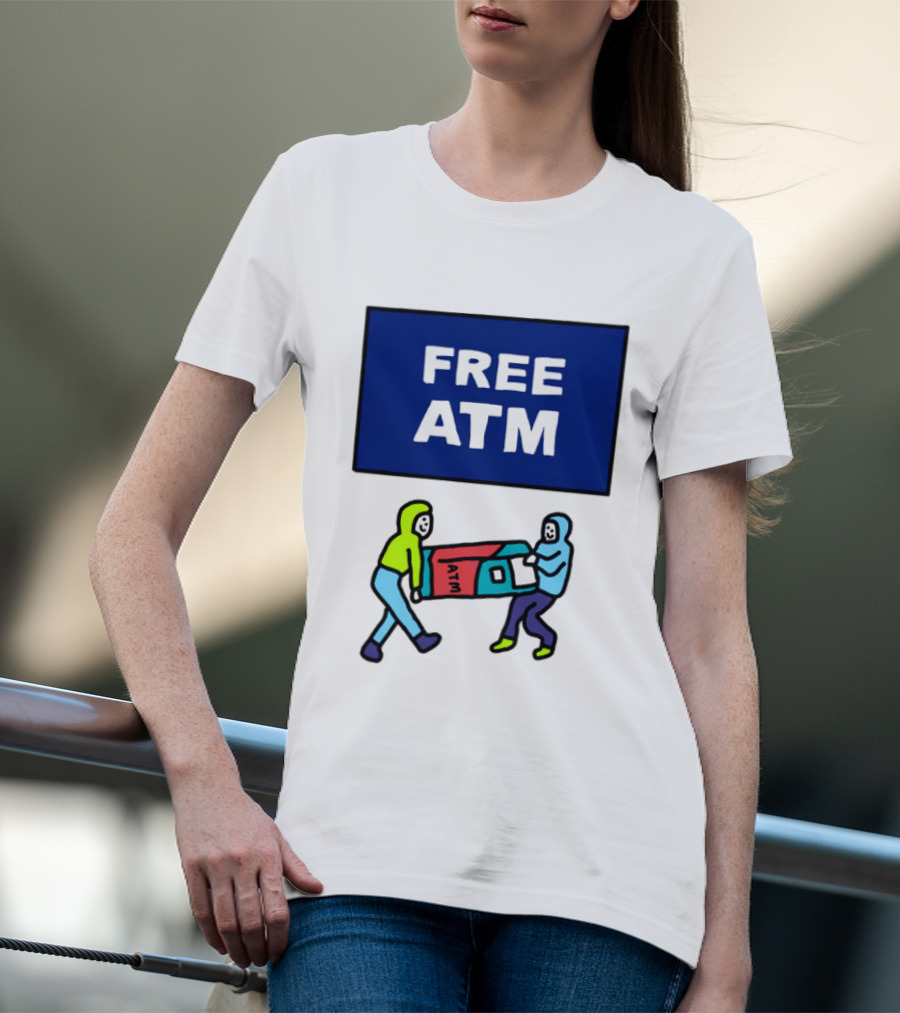 Free ATM Funny Cartoon Drawing T-Shirt