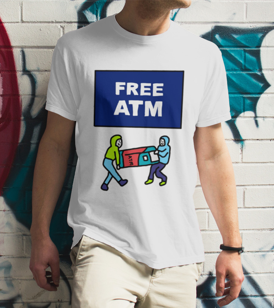 Free ATM Funny Cartoon Drawing T-Shirt