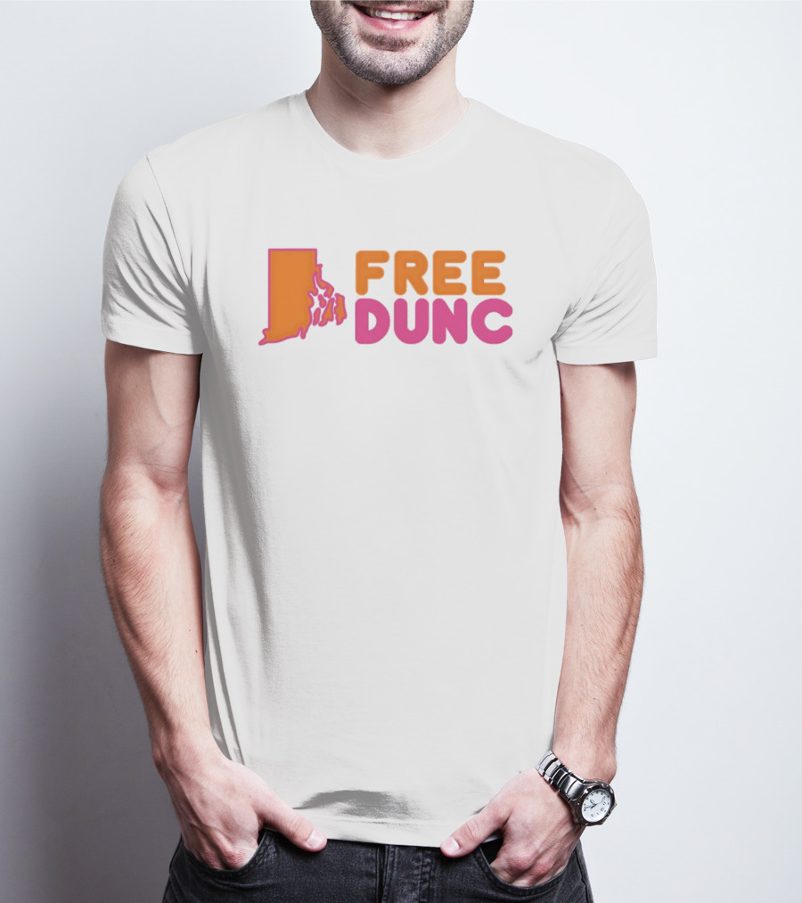 Rhode Island Outline Free Dunc Dunkin Donut T-Shirt