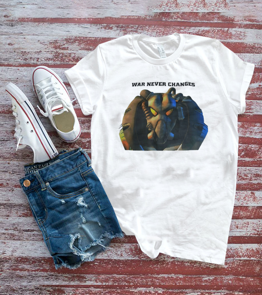 War Never Changes Enclave Power Armor Iconic Fallout Gaming T-Shirt