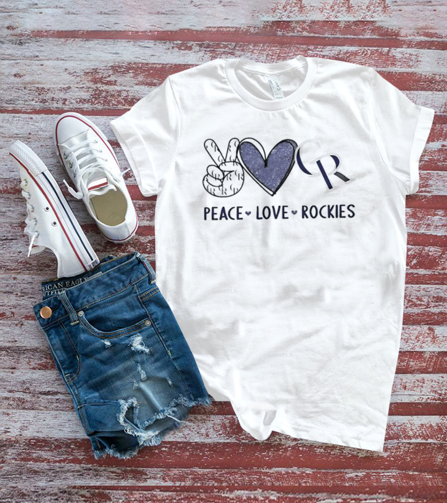 PEACE LOVE ROCKIES Hand Sign Heart CR T-Shirt