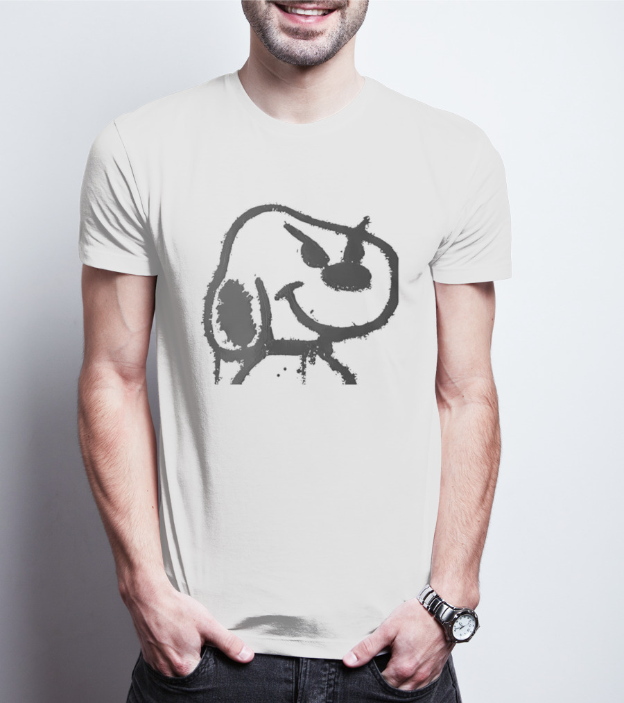 Snoopy Minimalist Outline Feeding Sketch T-Shirt