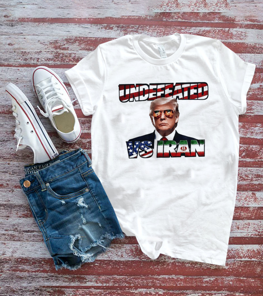 UNDEFEATED Donald Trump Sunglasses Vs Iran Flag Iconic Matchup T-Shirt