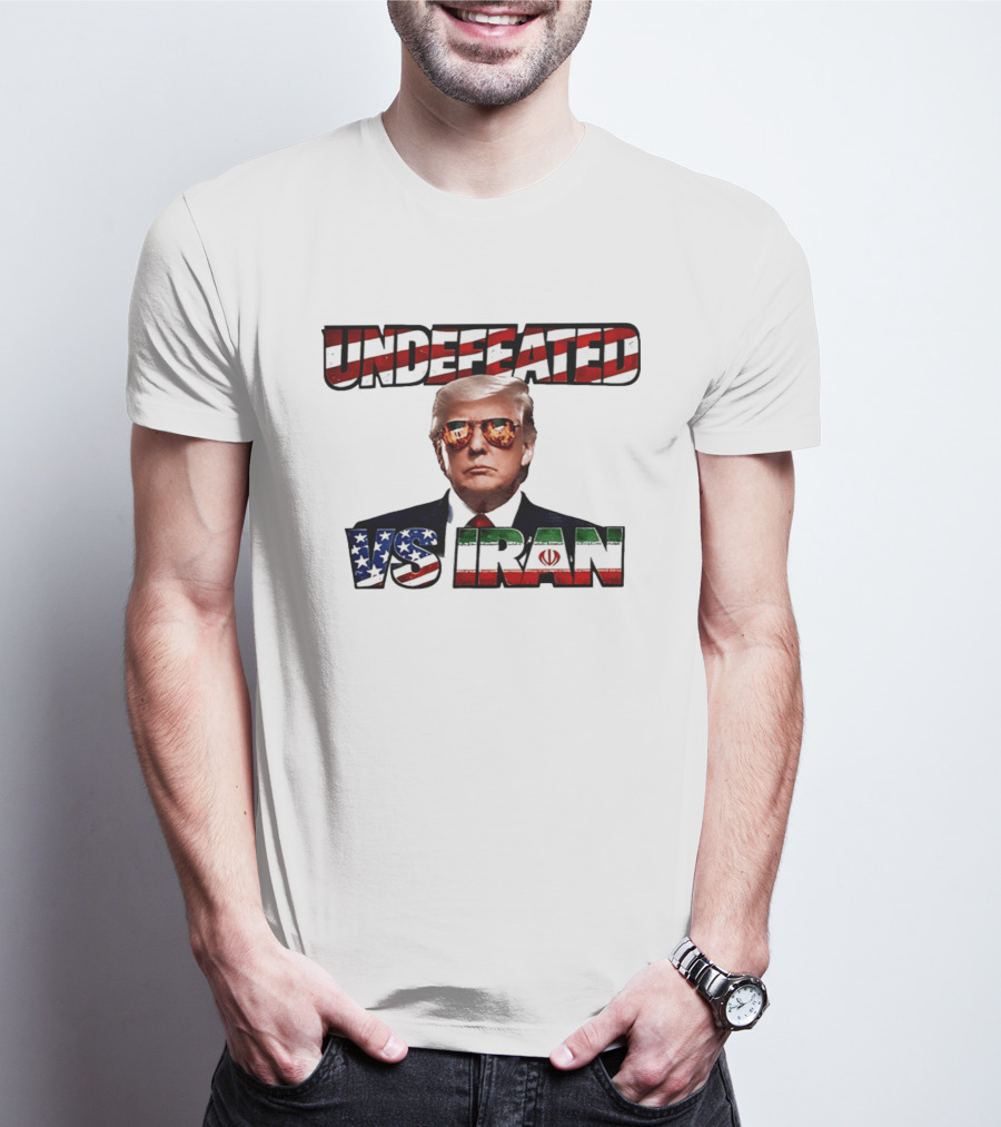 UNDEFEATED Donald Trump Sunglasses Vs Iran Flag Iconic Matchup T-Shirt