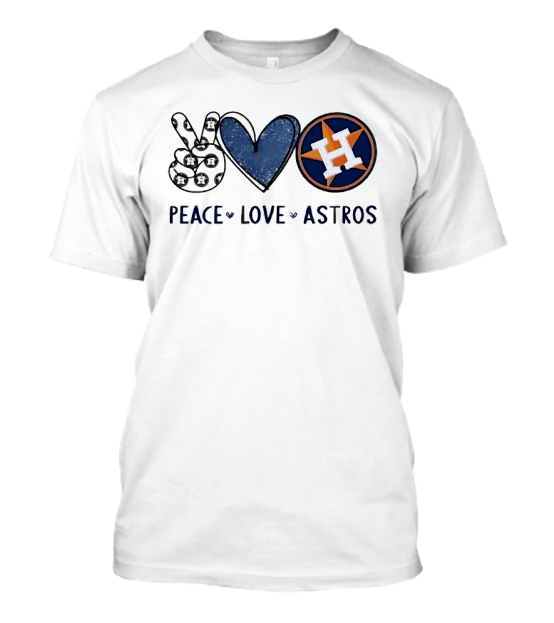 Peace Love Astros Hand Sign Heart Shape Houston Team T-Shirt