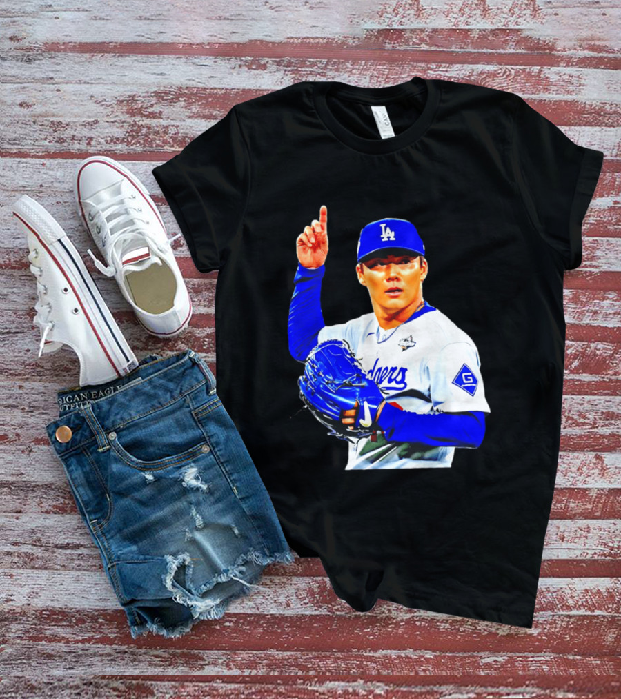Yoshinobu Yamamoto '26 Los Angeles Dodgers Player Blue Glove T-Shirt