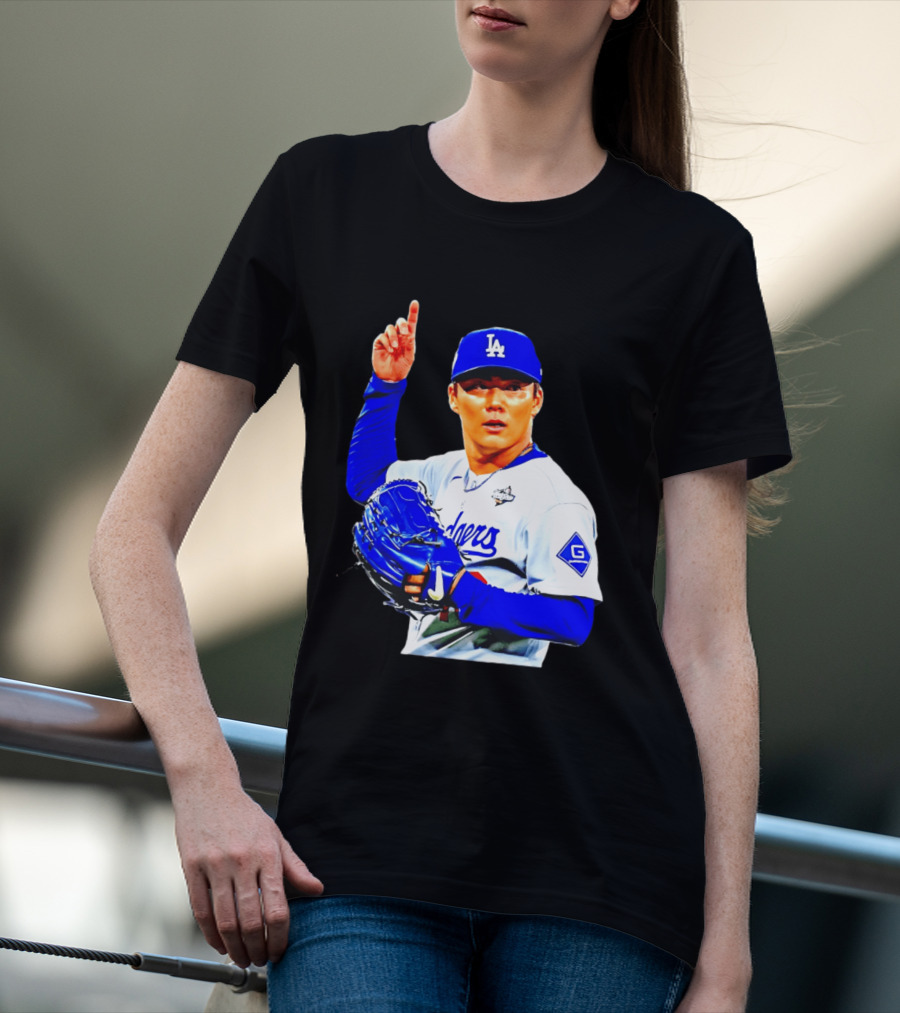 Yoshinobu Yamamoto '26 Los Angeles Dodgers Player Blue Glove T-Shirt
