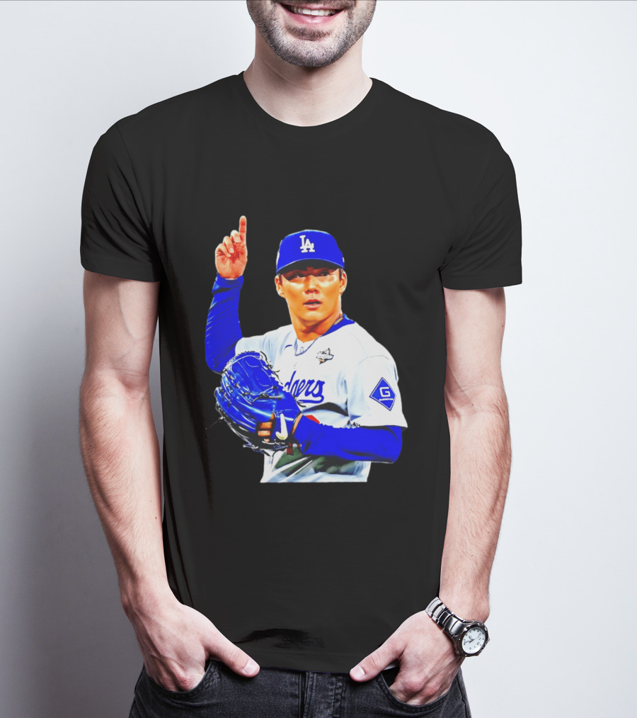 Yoshinobu Yamamoto '26 Los Angeles Dodgers Player Blue Glove T-Shirt