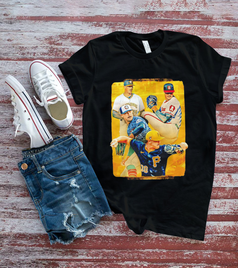 Paul Skenes Pitching Collage Pittsburgh Pirates 2026 T-Shirt
