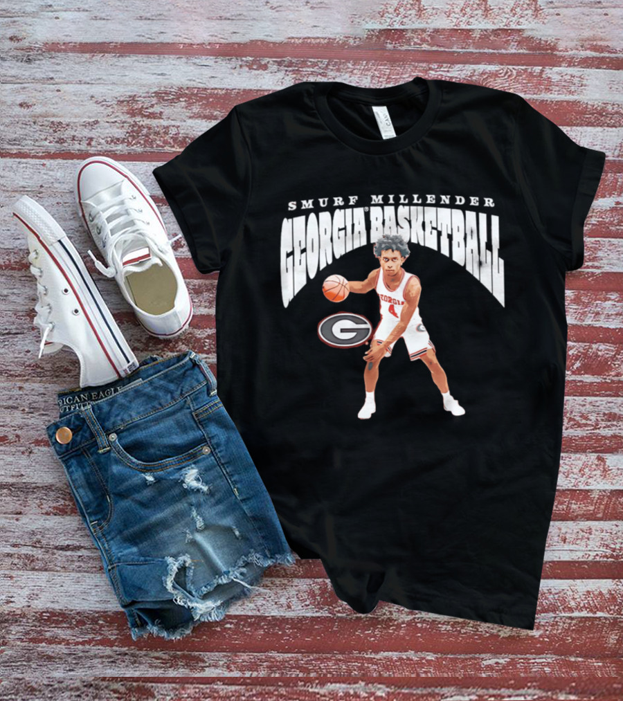 Georgia Bulldogs Smurf Millender Player Collage Basketball Team Merch T-Shirt