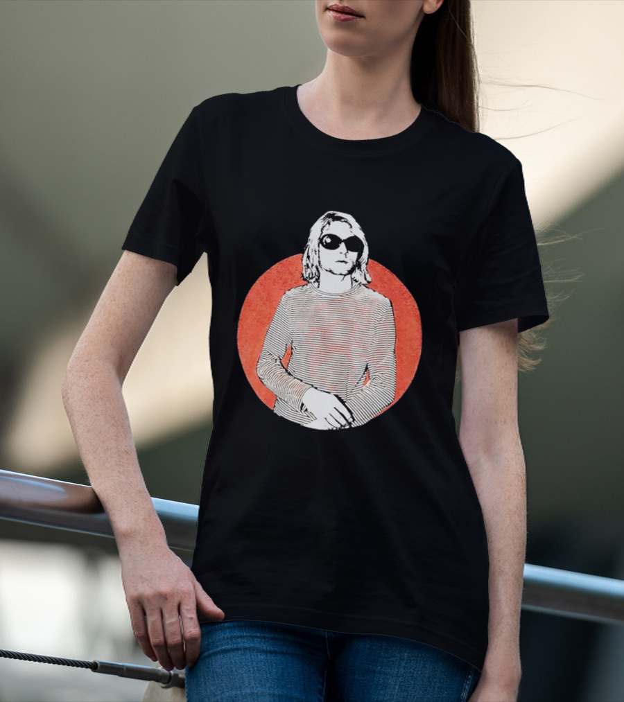 Kurt Cobain Striped Long Sleeve With Sunglasses T-Shirt