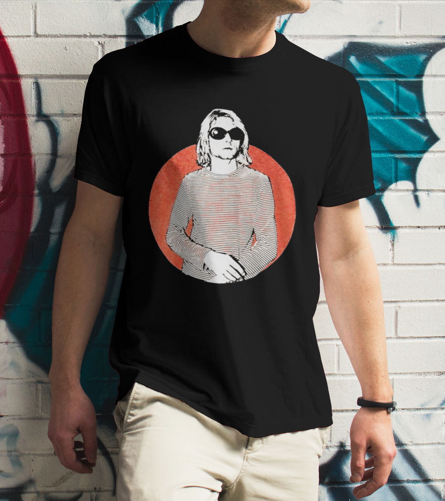 Kurt Cobain Striped Long Sleeve With Sunglasses T-Shirt