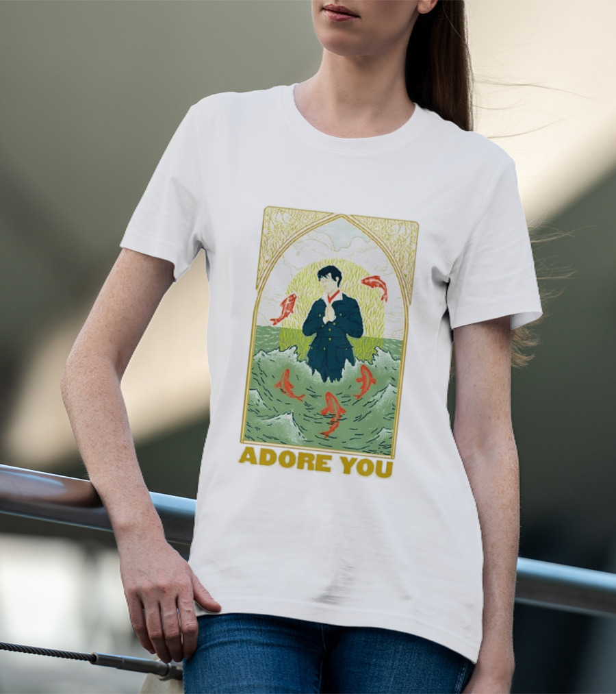 Adore You Iconic Pose Surrounded By Fish And Waves T-Shirt