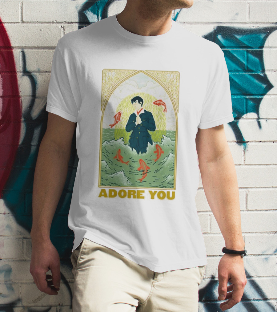 Adore You Iconic Pose Surrounded By Fish And Waves T-Shirt
