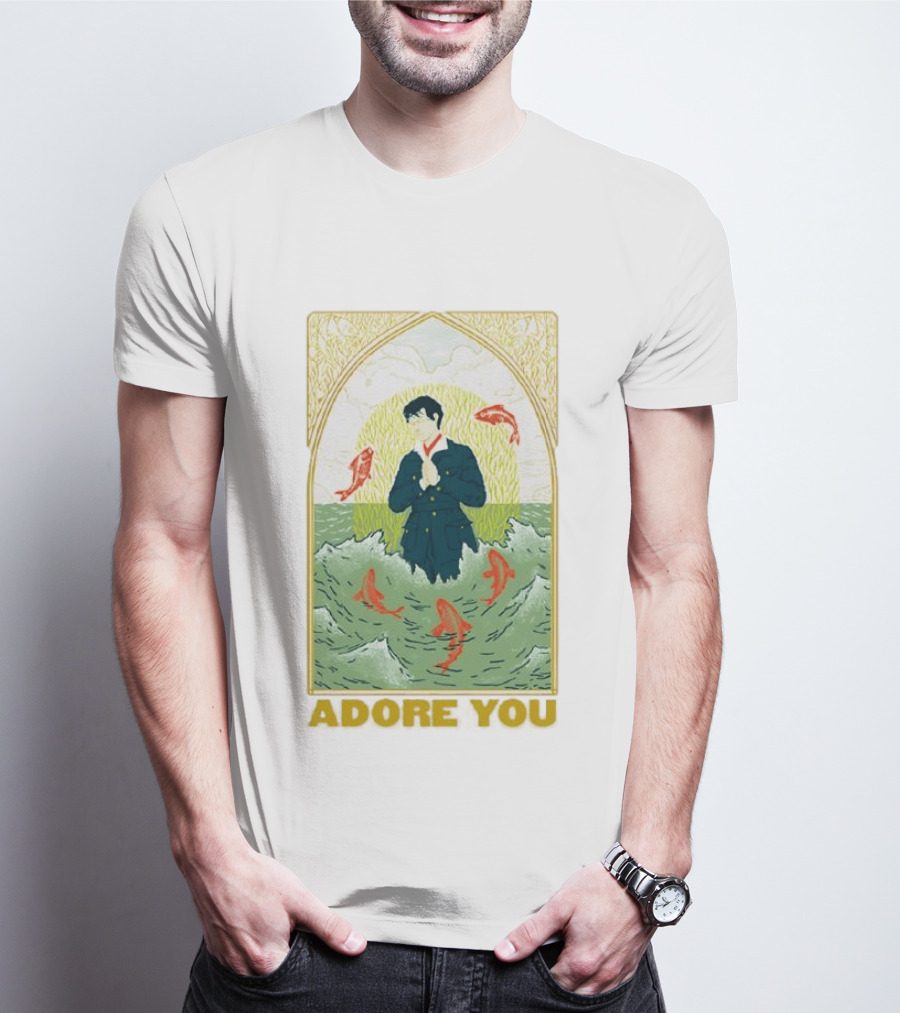 Adore You Iconic Pose Surrounded By Fish And Waves T-Shirt
