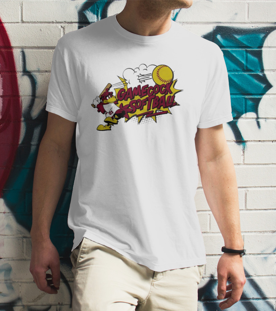 Gamecock Softball Cartoon Player Batting With Ball T-Shirt