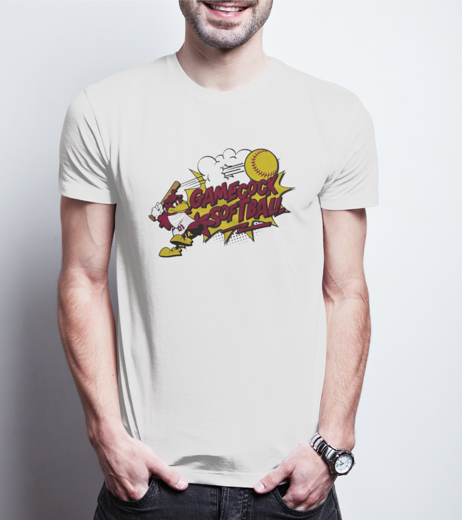 Gamecock Softball Cartoon Player Batting With Ball T-Shirt