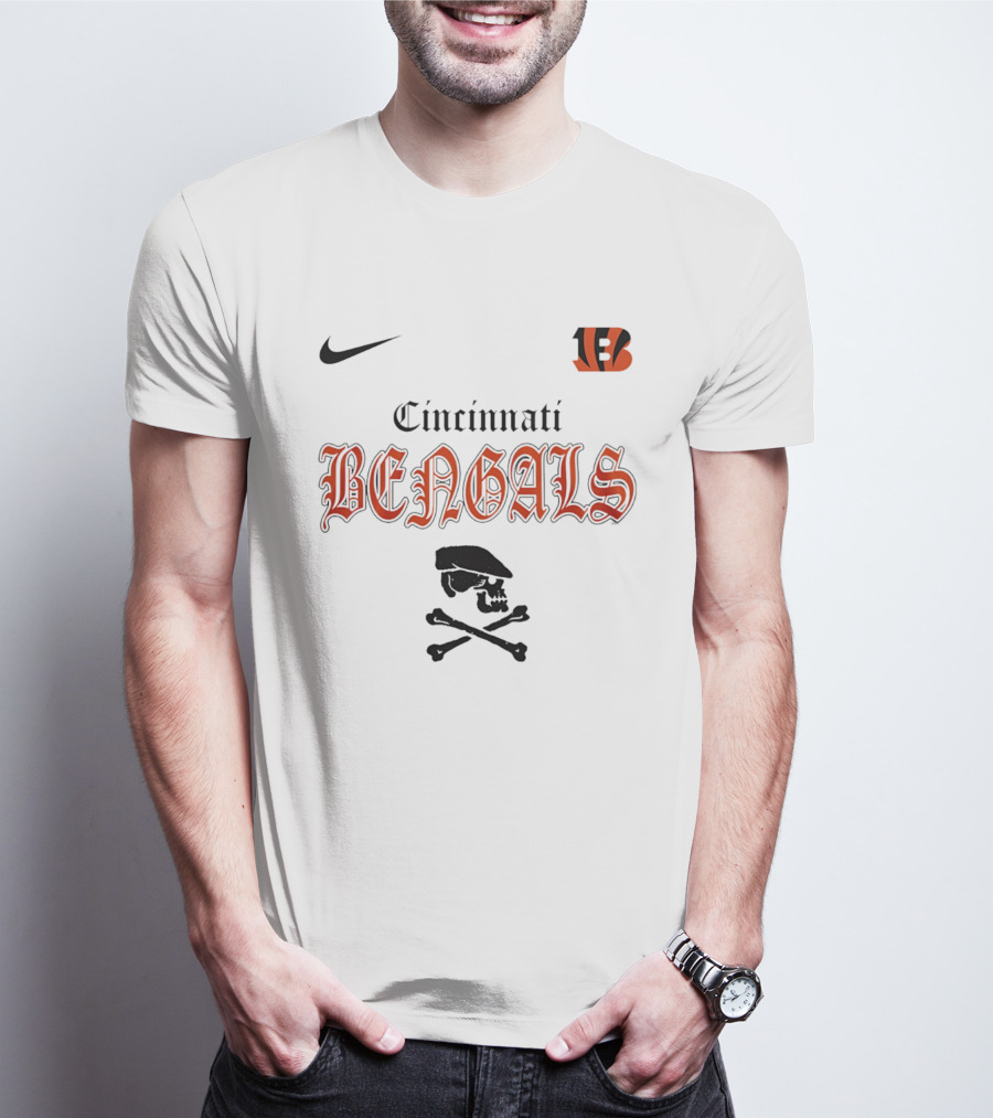 Cincinnati Bengals Dropkick Murphys Skull Nike Collaboration T-Shirt