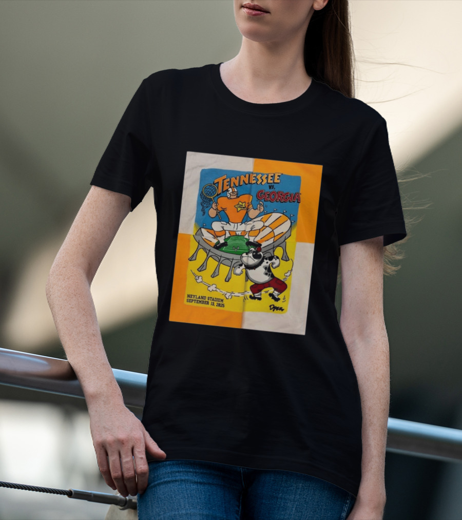 Tennessee Vs Georgia Neyland Stadium September 13 2025 Cartoon Bulldogs Volunteers T-Shirt
