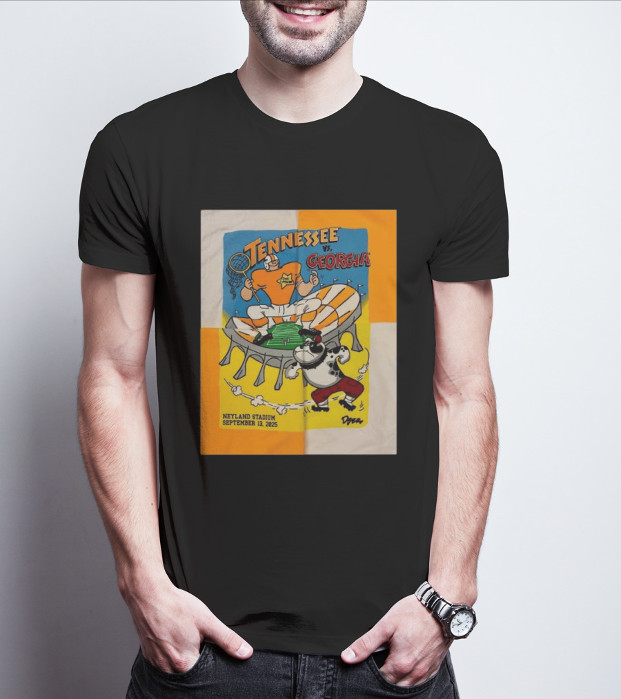 Tennessee Vs Georgia Neyland Stadium September 13 2025 Cartoon Bulldogs Volunteers T-Shirt